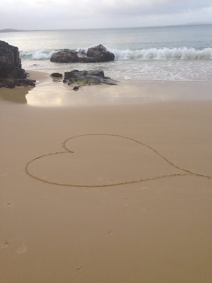 little cove | Elope to Australia Sand, ocean drawing of love heart